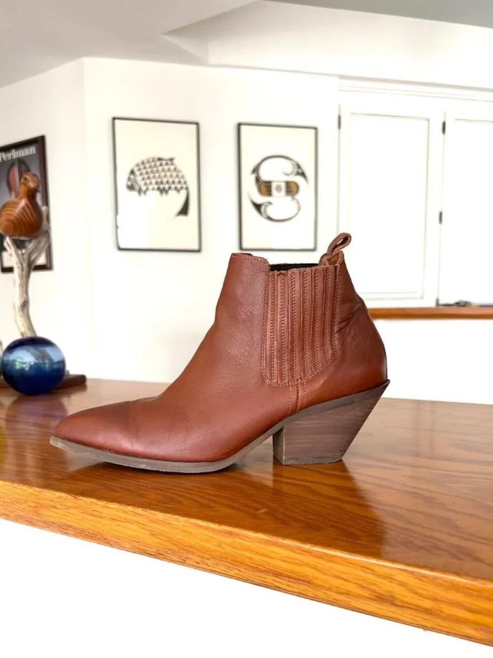 Patina Leather Dakota Western Ankle Boot Tucson Cognac